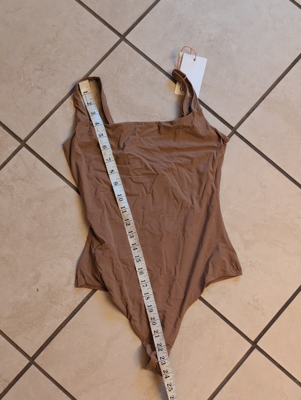 NWT Quince Second Skin Square Neck Tank Bodysuit Mocha Tan Brown Size M - Picture 7 of 11
